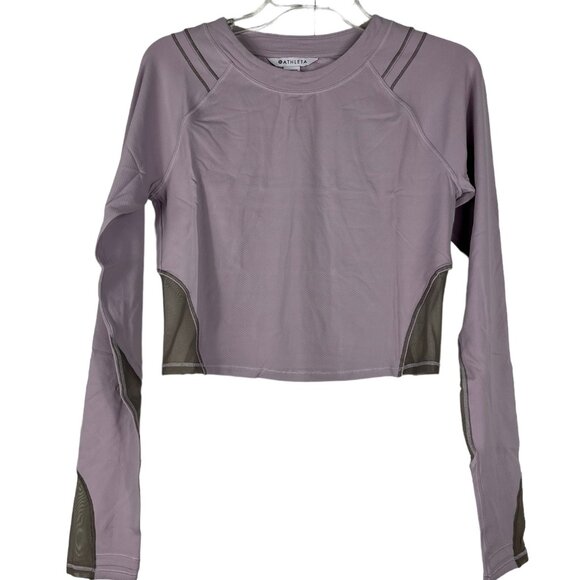 Athleta Ignite Top Shasta Purple/Bluff Gray Cropped Size Medium - Picture 2 of 15